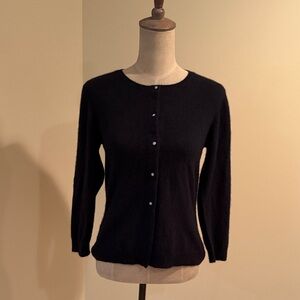 Gene Meyer Cashmere Black Button-Up Cardigan